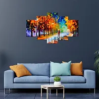 Great ArWall Scenery for Living Room | Painting for Wall Decoration | Wedding Gift for Couples | 3D Painting for Bedroom | Scenery for Wall With Frames | Abstract Painting Set of 5 (75x43 cm)M602-thumb1