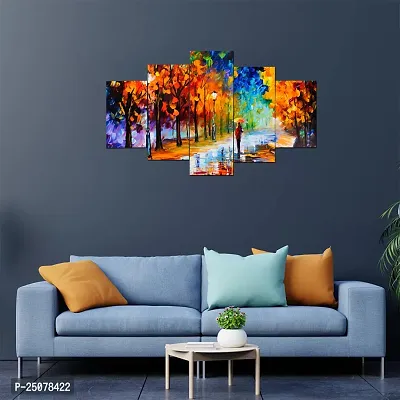 Great ArWall Scenery for Living Room | Painting for Wall Decoration | Wedding Gift for Couples | 3D Painting for Bedroom | Scenery for Wall With Frames | Abstract Painting Set of 5 (75x43 cm)M602-thumb2