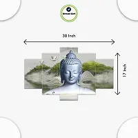 Great Art Set Gautam Buddha Of Five Wall Painting with Frame for Home Decoration, Living Room, Office, Hotel Big Size Wall Decor (75 X 43 CM) B4-thumb3