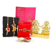 Great Art Rakhi Gift Hamper for Brother - Gold Plated Ganesha Lakshmi Set for Gifting and Rakhi Combo Gift Set with Tilak Material  Greeting Card-GA-022-14-thumb1