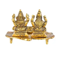 Great Art Metal Laxmi Ganesh Idol Showpiece Oil Lamp Diya, 7 x 5 x 3 Inches, Golden-thumb4