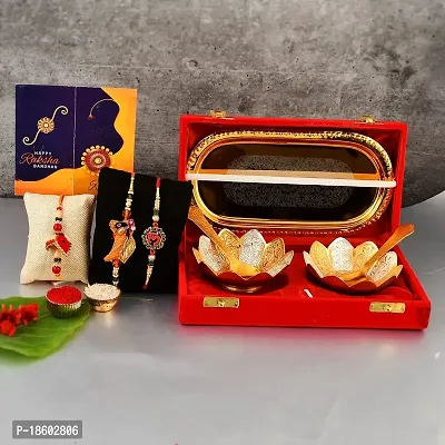 Great Art Rakhi Gift for Brother with Rakhi Gift Combo for Brother Best Gift (Rakhi with Double Bowl Set)-862