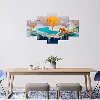 Great Art Wall Scenery for Living Room | Painting for Wall Decoration | Wedding Gift for Couples | 3D Painting for Bedroom | Scenery for Wall With Frames | Abstract Painting Set of 5 (75x43 cm)C409-thumb3