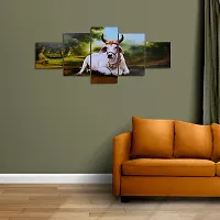 Great Art Set of Five Cow Wall Painting for home decor items for living room and Home Decoration, Hotel, Office, wall decor (75 CM X 43 CM) GA-C2-thumb2