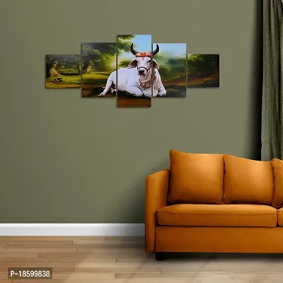 Great Art Set of Five Cow Wall Painting for home decor items for living room and Home Decoration, Hotel, Office, wall decor (75 CM X 43 CM) GA-C2-thumb3