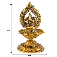 Great Art Aluminum Gold Plated Five Face Ganesh Diya for Home and Office Temple Metal Table Diya | (Height: 4.5 inch)-thumb4