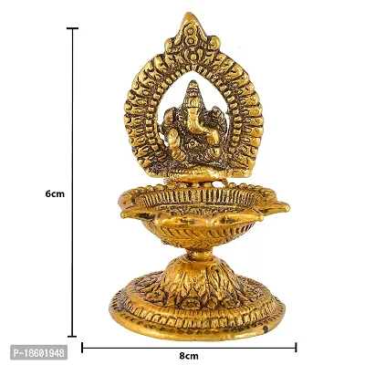 Great Art Aluminum Gold Plated Five Face Ganesh Diya for Home and Office Temple Metal Table Diya | (Height: 4.5 inch)-thumb5