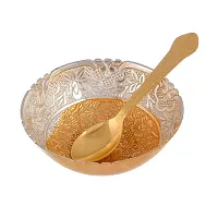 Great Art Sliver Gold Plated Occasional Brass Bowl with Velvet Box for Brother and Sister Greeting Card, Roli Chawal, Rakhi Combo -DAK-600-35-thumb2