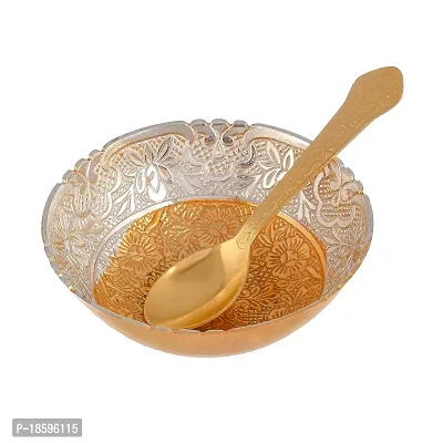 Great Art Sliver Gold Plated Occasional Brass Bowl with Velvet Box for Brother and Sister Greeting Card, Roli Chawal, Rakhi Combo -DAK-600-35-thumb3