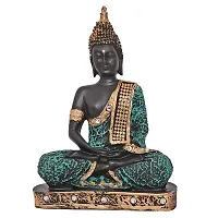 Great Art ?Polyresin Sitting Buddha Idol Statue Showpiece for Home Decor Diwali Decoration and Gifting,Grean Black, 23CM 1Piece-thumb1