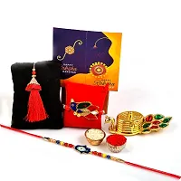 Great Art Rakhi Gift for Brother with Rakhi Gift Combo for Brother Best Gift for Bhaiya Bhabhi + Rakhi with kumkum Box + Rakhi Set of-3 +Roli Chawal + Free Rakhi Card-GA-022-35-thumb1