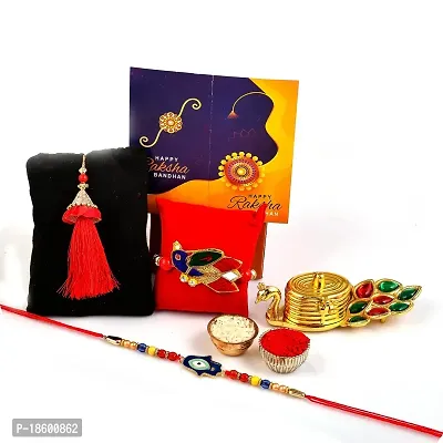 Great Art Rakhi Gift for Brother with Rakhi Gift Combo for Brother Best Gift for Bhaiya Bhabhi + Rakhi with kumkum Box + Rakhi Set of-3 +Roli Chawal + Free Rakhi Card-GA-022-35-thumb2