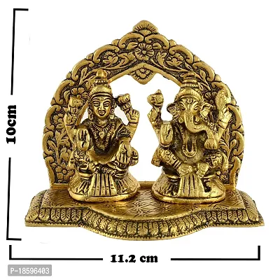 Great Art Metal Laxmi Ganesh On Multi Color Leaf for Home Decor and Gift Purpose(10 x11x 4 cm) (Gold-2)-thumb4