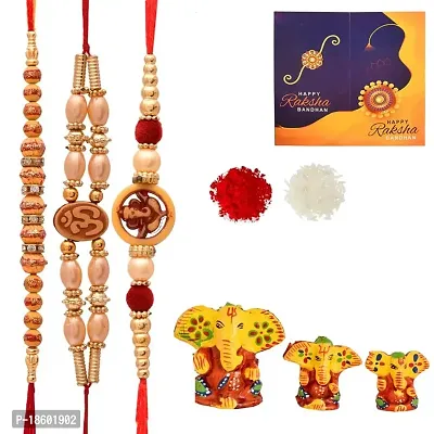 Great Art Rakhi Gift for Brother, Rakhi with Lord Ganesha Idol Combo Set | Best Rakhi for Brother | Pack of 5 (3 Rakhi, 1 Ganesh Idol, 1 Greeting Card, 1 Roli Chawal Pack)-100-4-thumb2