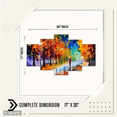 Great ArWall Scenery for Living Room | Painting for Wall Decoration | Wedding Gift for Couples | 3D Painting for Bedroom | Scenery for Wall With Frames | Abstract Painting Set of 5 (75x43 cm)M602-thumb5