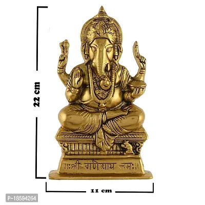 Great Art Metal Hindu God Ganesha/Ganpati or Chair Idol Sculpture (Medium)-thumb4