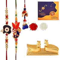 Great Art Rakhi for Brother and Bhabhi with [Rakhi Gift Combo - |Rakhi with Gift for Brother | Rakhi with Kumkum Puja Box(3 Rakhi Set with Kumkum Puja Box Roli Chawal + Free Rakhi Card)-902-6-thumb1