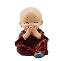 Leoie Resin Monks Buddha Figurine, 6 X 4 Cm, - Multicolour, 4 Pieces-thumb1