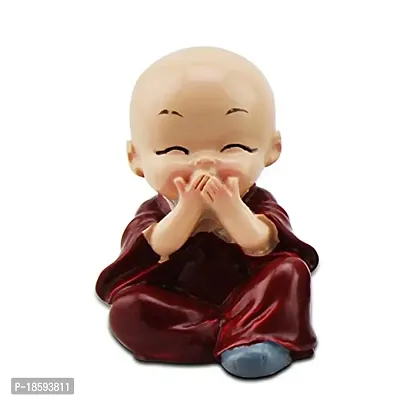 Leoie Resin Monks Buddha Figurine, 6 X 4 Cm, - Multicolour, 4 Pieces-thumb2