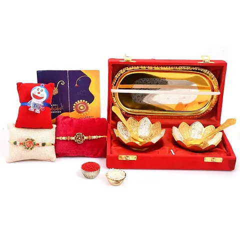 Great Art Rakhi for Brother with Gift - Designer Rakhi with Rakshabandhan Special Bowl Set, Wishes Card and Roli Chawa?-GA-DB5011-6