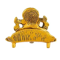 Great Art Ganesh Idol on Leaf - Lord Ganesha with Diya - Metal Hand Craved for Home Decorative Gift Puja Gifts Corporate-thumb3