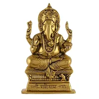 Great Art Metal Hindu God Ganesha/Ganpati or Chair Idol Sculpture (Medium)-thumb1