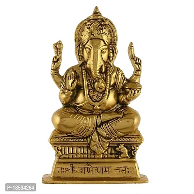 Great Art Metal Hindu God Ganesha/Ganpati or Chair Idol Sculpture (Medium)-thumb2