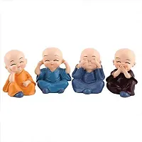 Polyresin Buddha Idol Decorative Showpiece Little Baby Monk Buddha Set of 4 Pcs Lord Buddha Idol (Multicolour)-thumb4