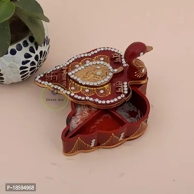 Great Art Beautiful Kumkum Chawal Box for Pooja, Traditional Leaf Styled Rajasthani Chopra | Kumkum/Roli Box | Sindoor Box (Style-2)