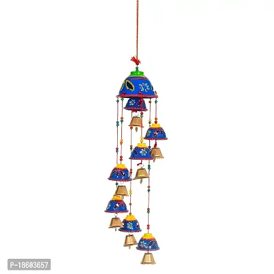 Great Art Set of 1 Garland Diwali Decorations Wall Door Hanging Toran with Bells Rajasthani Home Living Room Decoration(Pack of 1)Blue-thumb2
