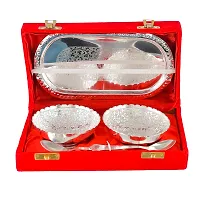Great Art German Silver Bowl Set with Awesome Gifts Box with Two Spoon and with Single Tray with Beautiful Velvet Box Packing(Gift Items) Pack-2-thumb2