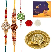 Great Art Rakhi Gift for Brother [Gift Combo - |Rakhi Bhaiya Bhabhi Set with Showpiece for Home Decor Fengshui Vastu Tortoise (3 Rakhi Set with Showpiece)-805-1-thumb1