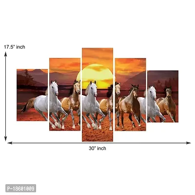 Great Art Set Of 5 Seven Running Horses Vastu Framed Wall Painting Scenery For Home Decoration, Living Room, Office, Bedroom With A Surprise Present Inside Big Size (75 X 43 CM)-thumb3