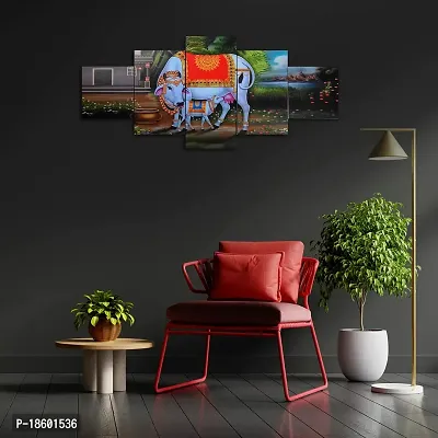 Great Art Set of Five Cow Wall Painting for home decor items for living room and Home Decoration, Hotel, Office, wall decor (75 CM X 43 CM) GA-c1