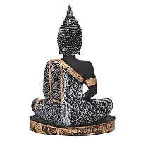 Great Art ?Polyresin Sitting Buddha Idol Statue Showpiece for Home Decor Diwali Decoration and Gifting Antique Silver, 23CM 1Piece-thumb3