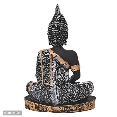 Great Art ?Polyresin Sitting Buddha Idol Statue Showpiece for Home Decor Diwali Decoration and Gifting Antique Silver, 23CM 1Piece-thumb4