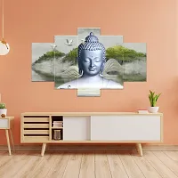 Great Art Buddha Paintings for Living Room | Painting for Wall Decoration | 3D Wall Art for Bedroom | Gautam Buddha Wall Painting Set of 5 (75x43 Cm)B207-thumb1