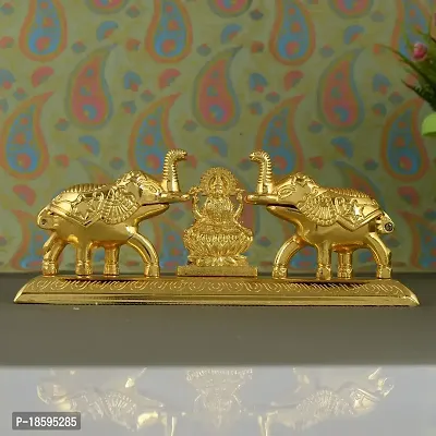 Great Art Metal Laxmi On Multi Color Leaf for Home Decor and Gift Purpose(22 x11x 4 cm) (Gold-3)