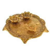 Great Art Pooja Thali with Diya for Home and Office Temple and Pooja Room(21X23 cm)-thumb2