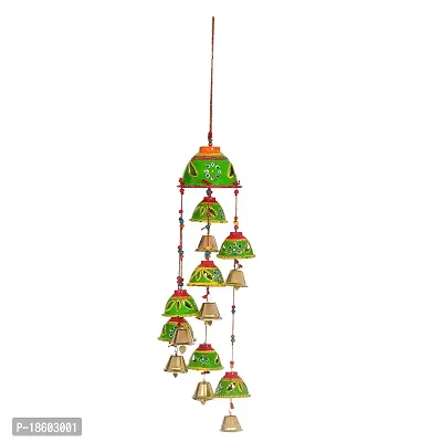 Great Art Set of 1 Garland Diwali Decorations Wall Door Hanging Toran with Bells Rajasthani Home Living Room Decoration(Pack of 1)Green-thumb2