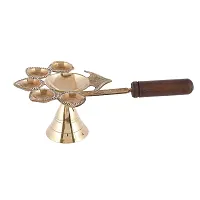 Great Art Panch Aarti Brass Diya Oil Lamp Jyoti Puja - Metal Panch Arti Diya for Diwali Pooja - Diya for Puja and Festival Decoration - Diwali Decoration Items for Home-thumb1