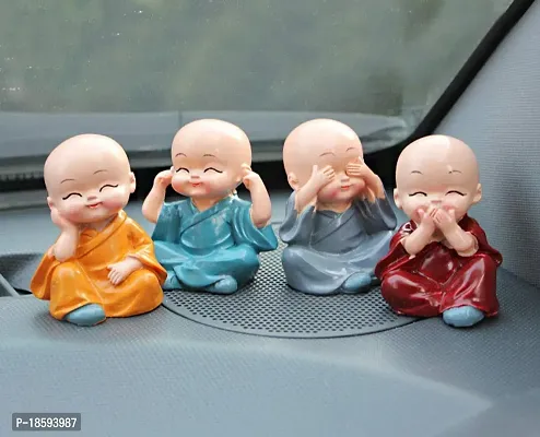 Great Art Polyresin Little Monk Ornaments, 2.5 x 1.77, Multicolour, 4 Pcs-thumb0