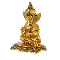 Great Art Metal Lord Ganesh Idol, 6.5 x 5 x 2.5 Inches, Golden-thumb1