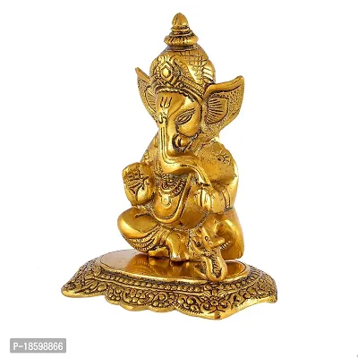 Great Art Metal Lord Ganesh Idol, 6.5 x 5 x 2.5 Inches, Golden-thumb2