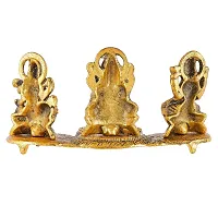 Great Art Laxmi Ganesh Saraswati with Diya Decorative Showpiece - 19 cm (Metal, Gold)-thumb4