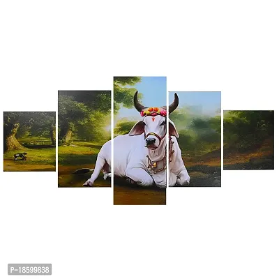 Great Art Set of Five Cow Wall Painting for home decor items for living room and Home Decoration, Hotel, Office, wall decor (75 CM X 43 CM) GA-C2-thumb2