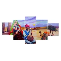 Great Art Abstract Rajasthani Painting for Living Room - Set Of 5,3d Scenery and Wall Decoration Large Size with Frames for Wall Decor and Home Decoration, Hotel,Office (75 CM X 43 CM,Multicolor) TL2-thumb1