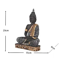 Great Art ?Polyresin Sitting Buddha Idol Statue Showpiece for Home Decor Diwali Decoration and Gifting Antique Silver, 23CM 1Piece-thumb4