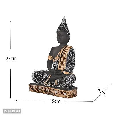 Great Art ?Polyresin Sitting Buddha Idol Statue Showpiece for Home Decor Diwali Decoration and Gifting Antique Silver, 23CM 1Piece-thumb5