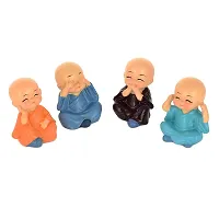 Great Art Polyresin Lord Buddha Monk Car Dashboard Figurine, 2.5 x 1.77, Multicolour, 4 Piece-thumb1